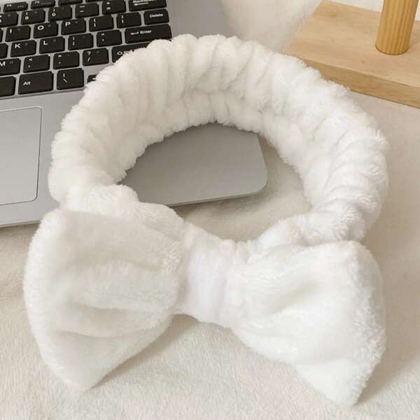 

1pc Kids Bow Decor Bath Headband, White