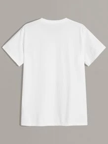 ROMWE MEN Guys Heart & Hand Graphic Tee - White - View 2