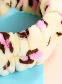 可愛豹紋蝴蝶結髮帶-女士和女孩彈性髮帶-面部SPA洗臉化妝髮飾