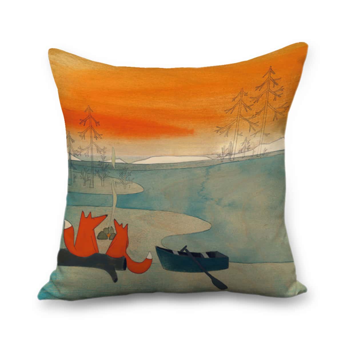 

Fox Print Cushion Cover Without Filler, Multicolor