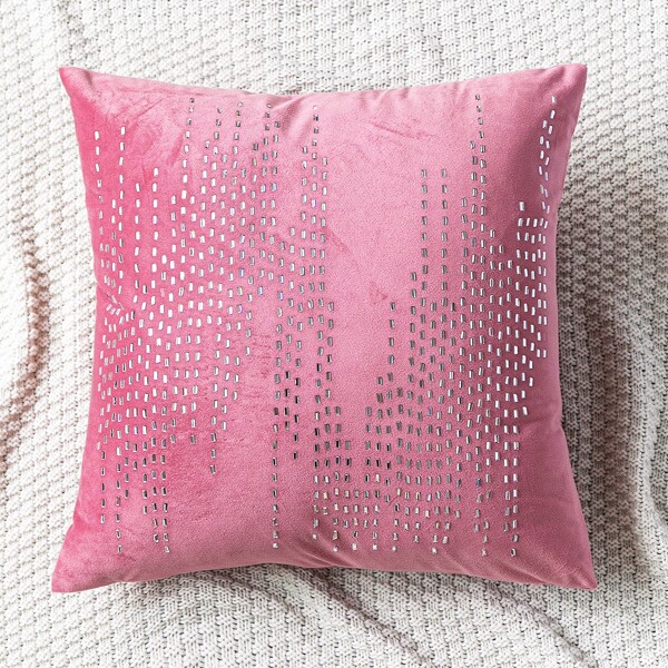 

Rhinestone Decor Cushion Cover Without Filler, Pink