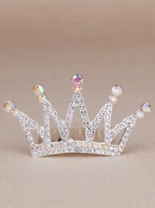 Rhinestone Crown Decor Ghim tóc - Bạc - Xem 2