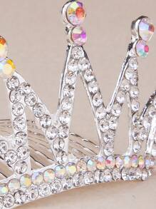 Rhinestone Crown Decor Ghim tóc - Bạc - Xem 4