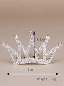 Rhinestone Crown Decor Ghim tóc - Bạc - Xem 5