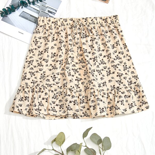 

Ditsy Floral Print Ruffle Hem Skirt, Multicolor
