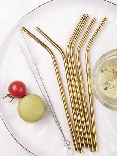 6pcs Stainless Steel Straw & 2pcs Brush