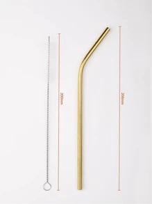 6pcs Stainless Steel Straw & 2pcs Brush - Gold - View 8