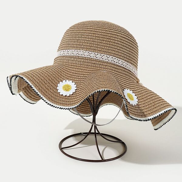 

Flower Decor Hat, Brown