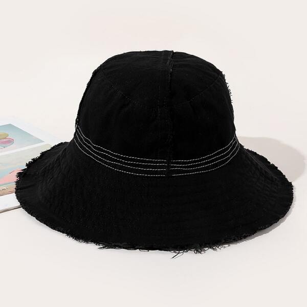 

Raw Hem Bucket Hat, Black
