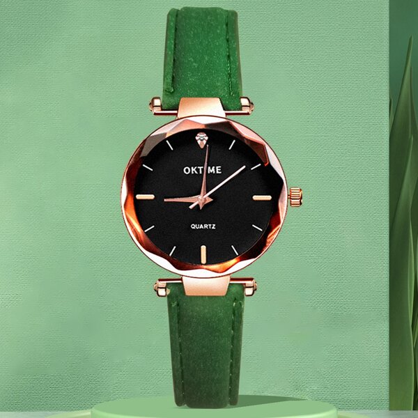 

Rhinestone Decor Round Pointer Quartz Watch