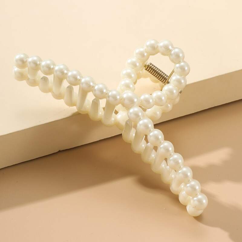 

Faux Pearl Hair Claw, White