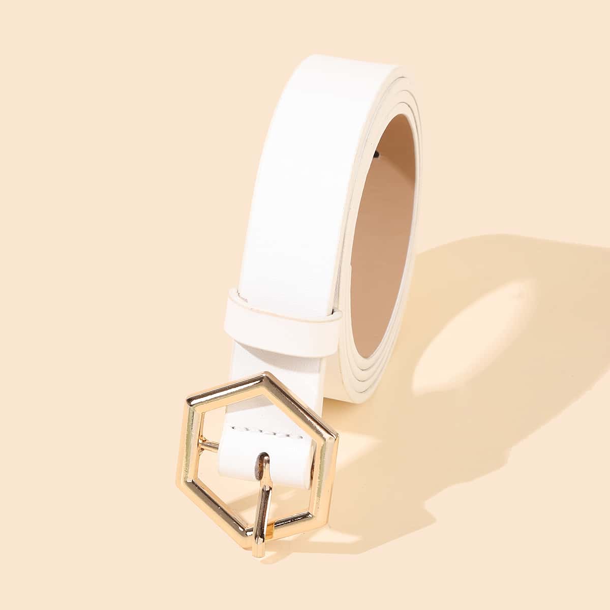 

Geo Buckle Belt, White