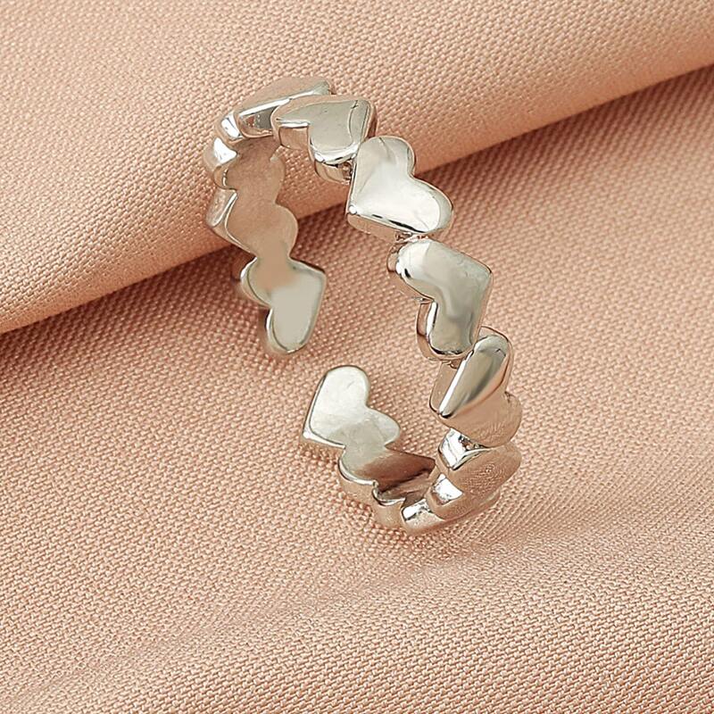 

Heart Cuff Ring, Silver