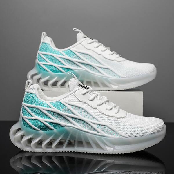 

Men Lace-up Front Knit Sneakers, White