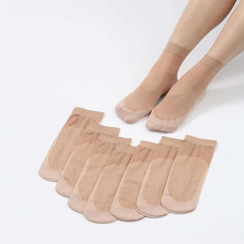 

8pairs Solid Ankle Socks, Khaki