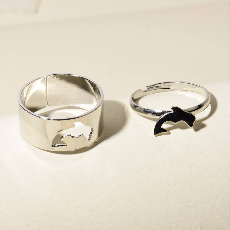 

2pcs Dolphin Ring, Silver