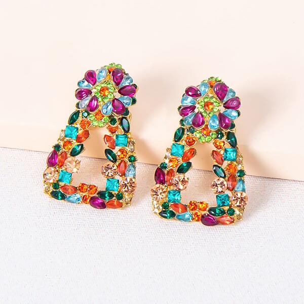 

Rhinestone Decor Earrings, Multicolor