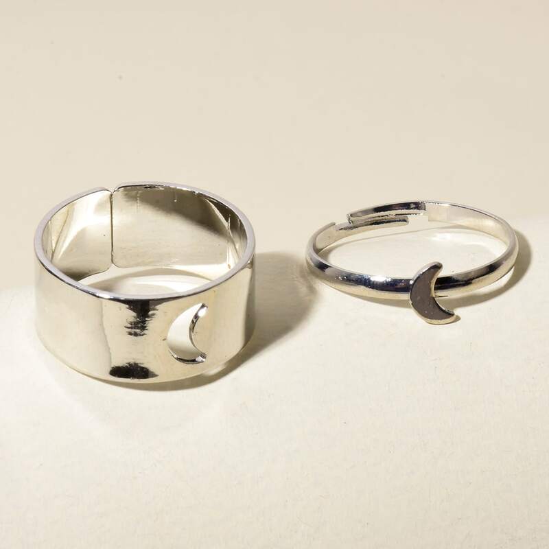 

2pcs Moon Ring, Silver