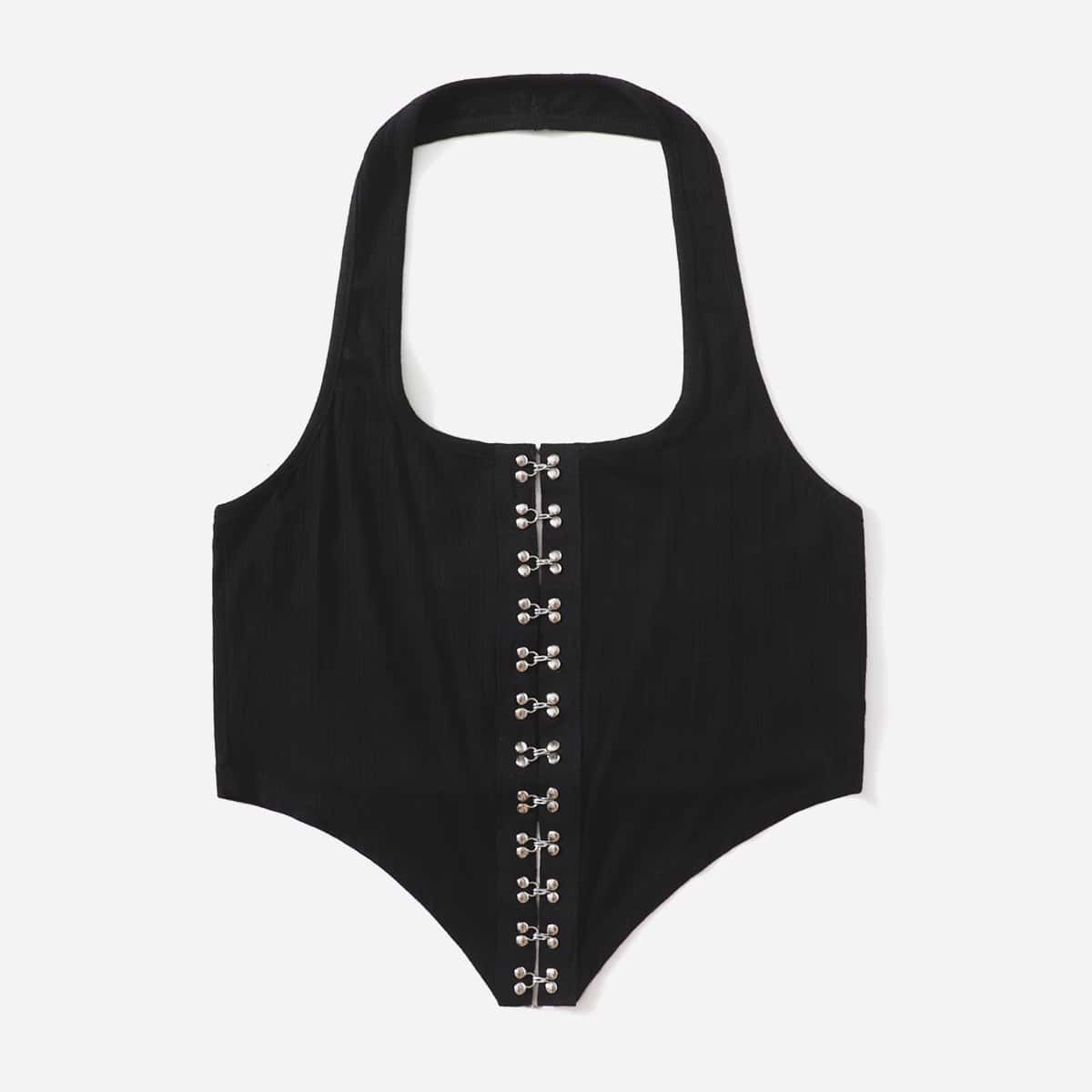

Hook And Eye Halter Top, Black