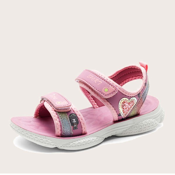 

Girls Glitter Heart Decor Sandals, Pink