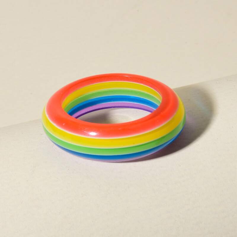 

1pc Striped Ring, Multicolor