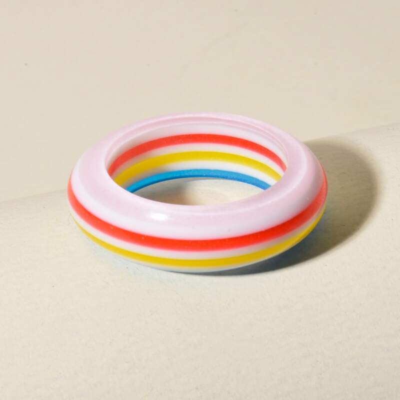 

1pc Striped Ring, Multicolor