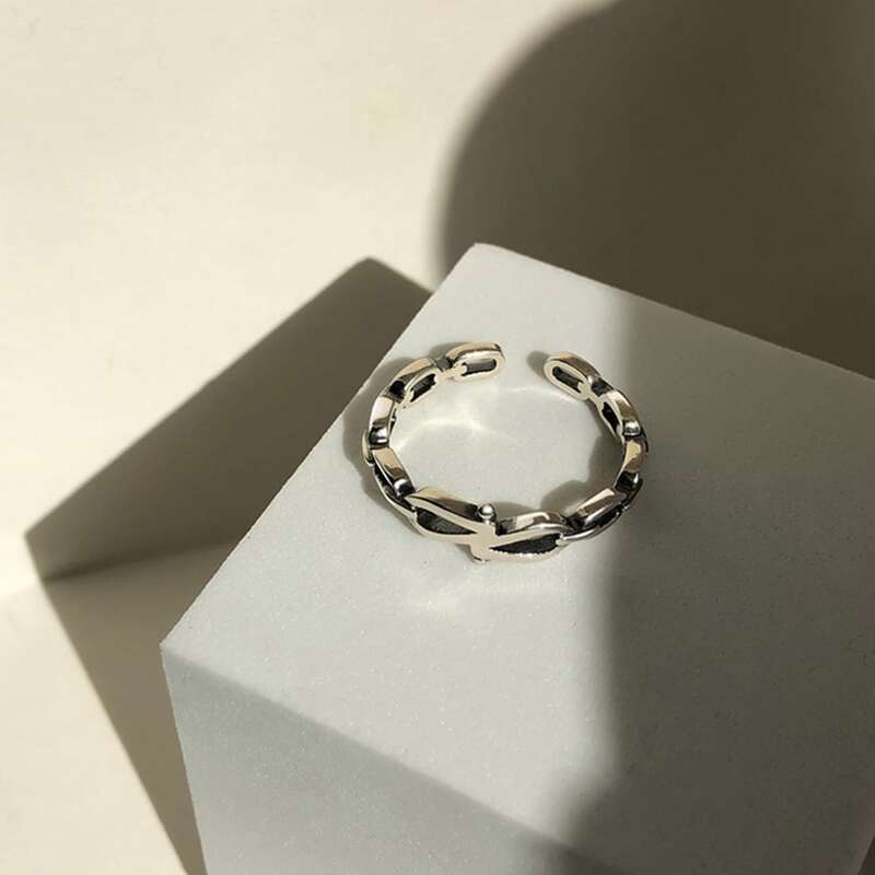 

1pc Minimalist Chain Ring, Silver