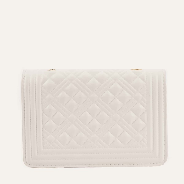 

Minimalist Quilted Chain Shoulder Bag, White