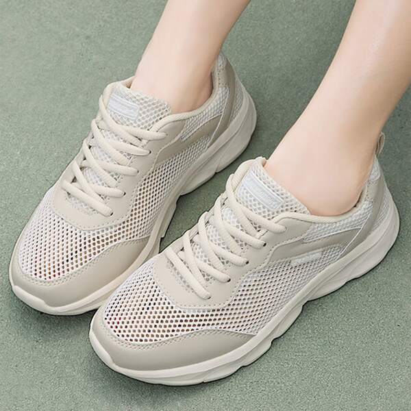 

Lace Up Front Breathable Sneakers, Beige