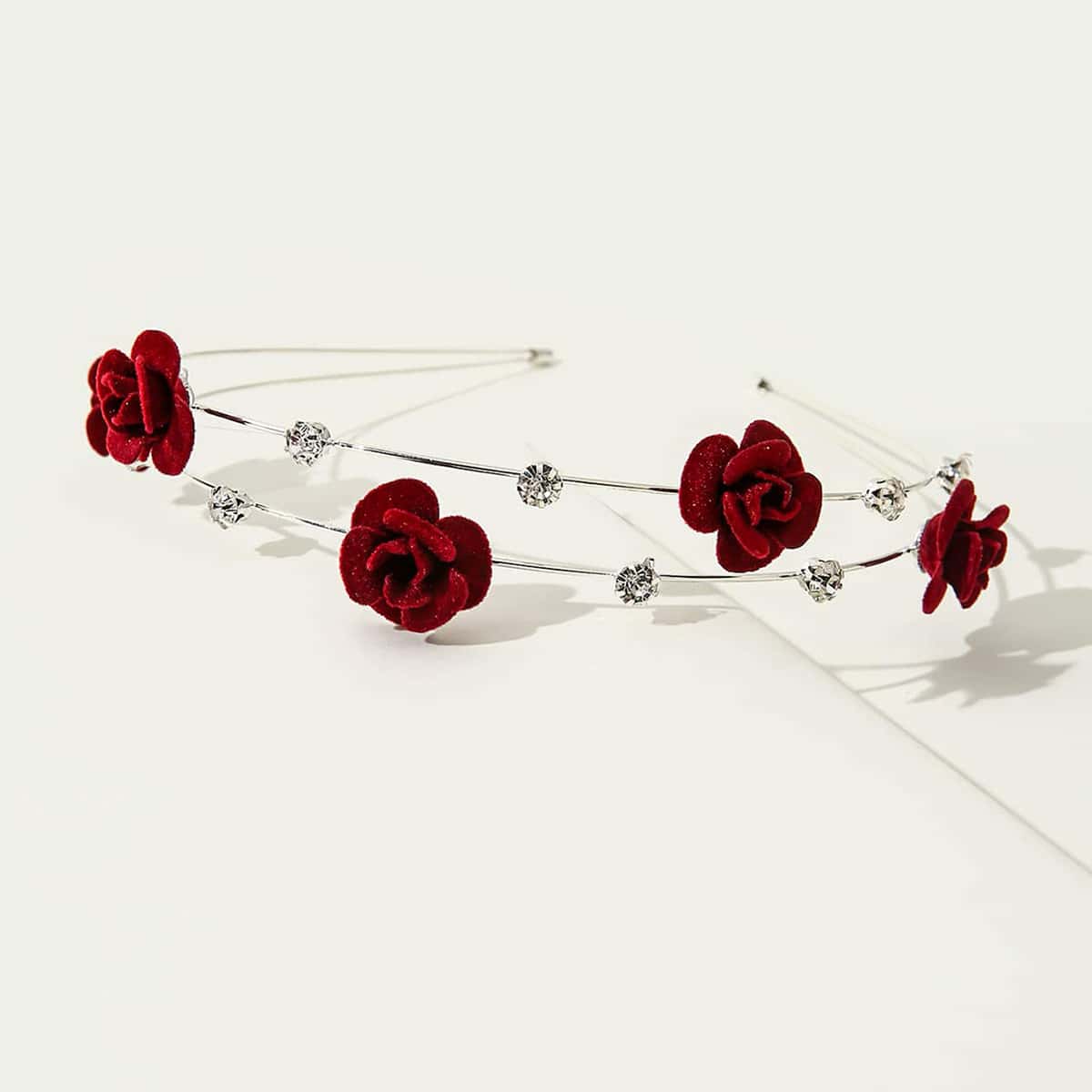 

1pc Rose & Rhinestone Headband, Multicolor