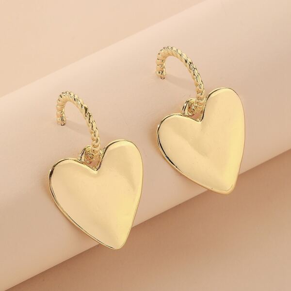 

Heart Drop Earrings, Gold