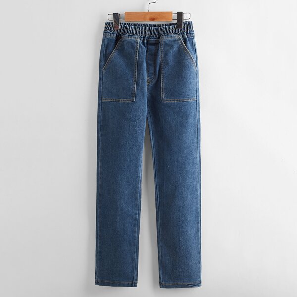 

Girls Solid Straight Leg Jeans, Dark wash