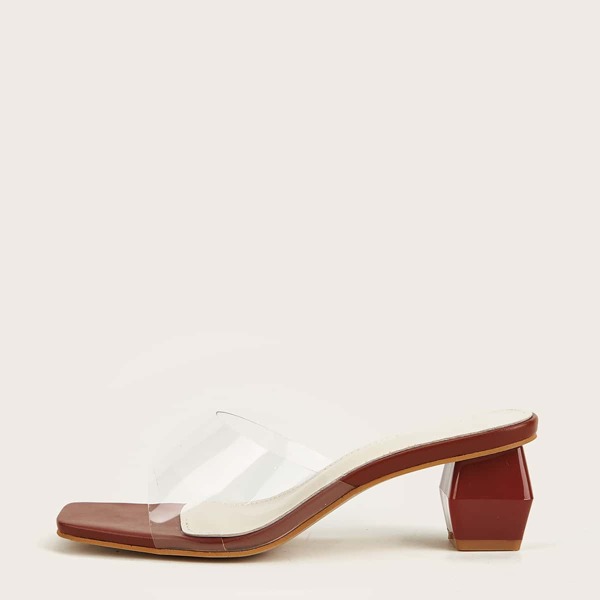 

Clear Cross Strap Sculptural Heeled Mules