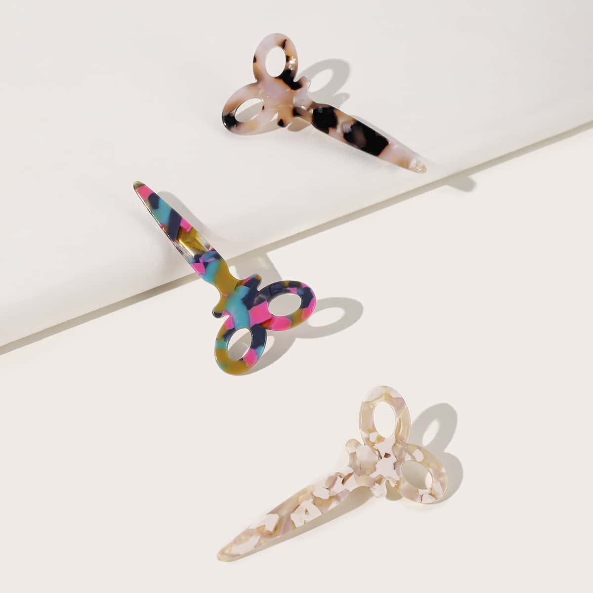 

3pcs Scissors Design Hair Clip, Multicolor
