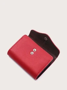 Tarjetero de Acordeón con Múltiples Ranuras y Cierre a Presión, Diseño Minimalista Elegante de unicolor - Rojo - Ver 3