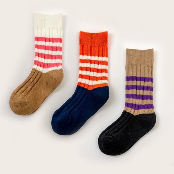

3pairs Toddler Kids Striped Socks, Multicolor