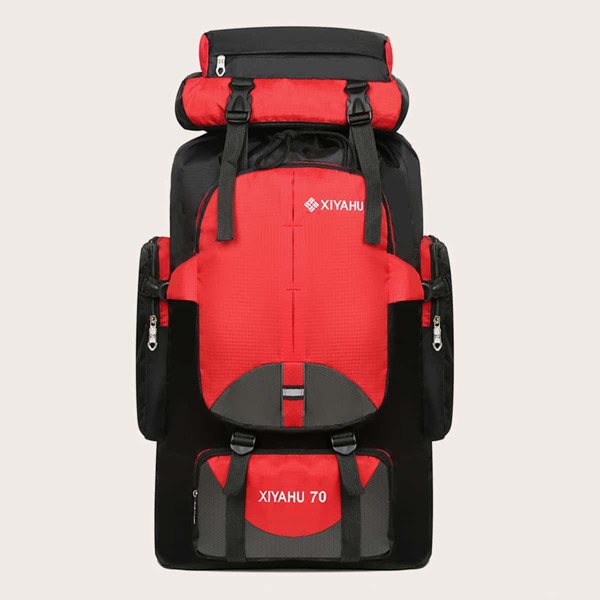 

Men Color Block Large Capacity Backpack, Red