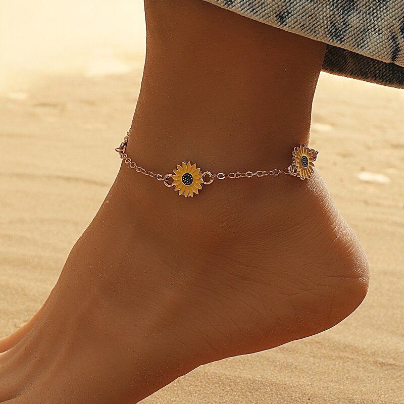 

Sunflower Decor Chain Anklet, Gold