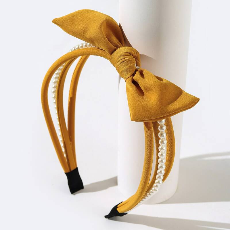 

Faux Pearl Decor Headband, Yellow