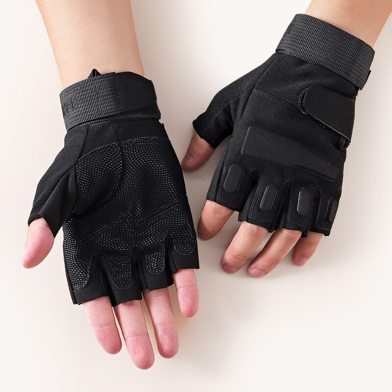 

1pair Sports Half-finger Gloves, Black