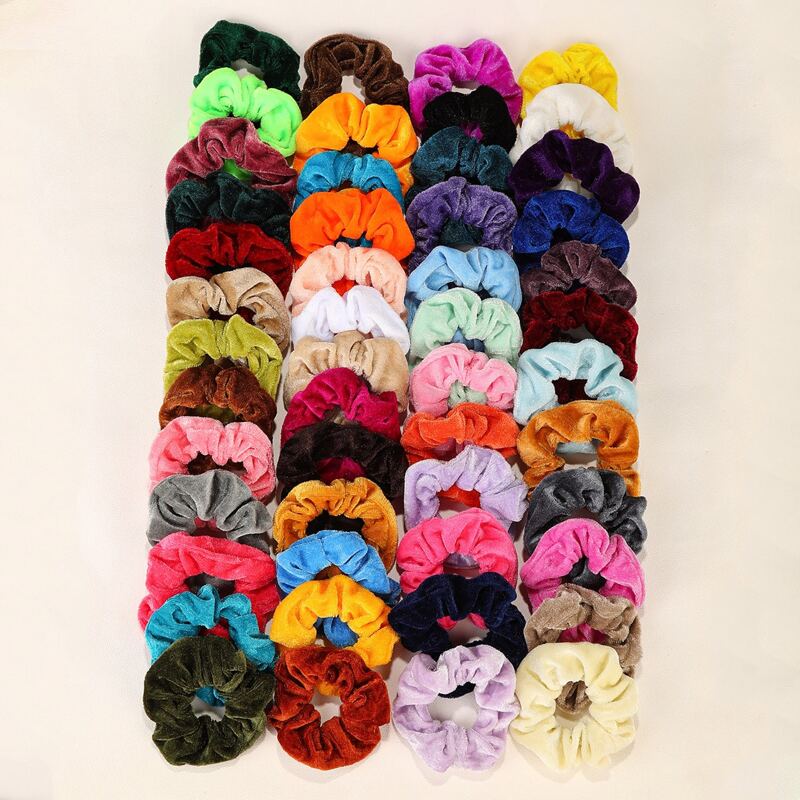 

50pcs Velvet Scrunchie, Multicolor