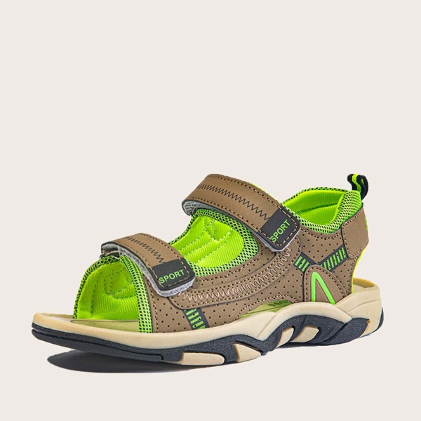 

Boys Letter Graphic Sandals, Khaki