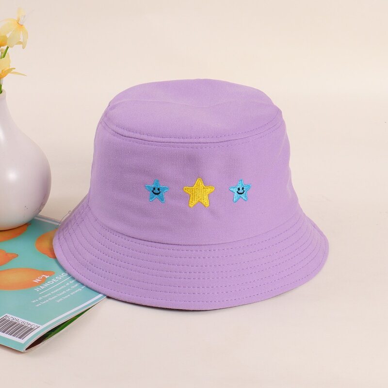

Star Embroidery Bucket Hat, Purple