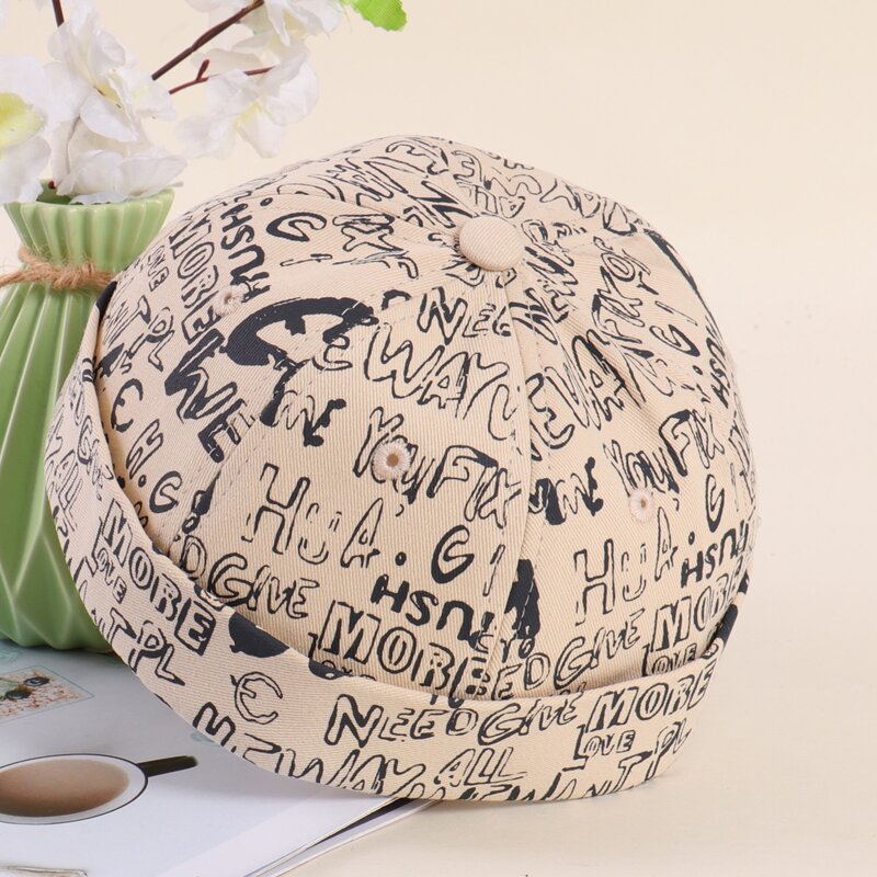 

Letter Graphic Docker Hat, Beige