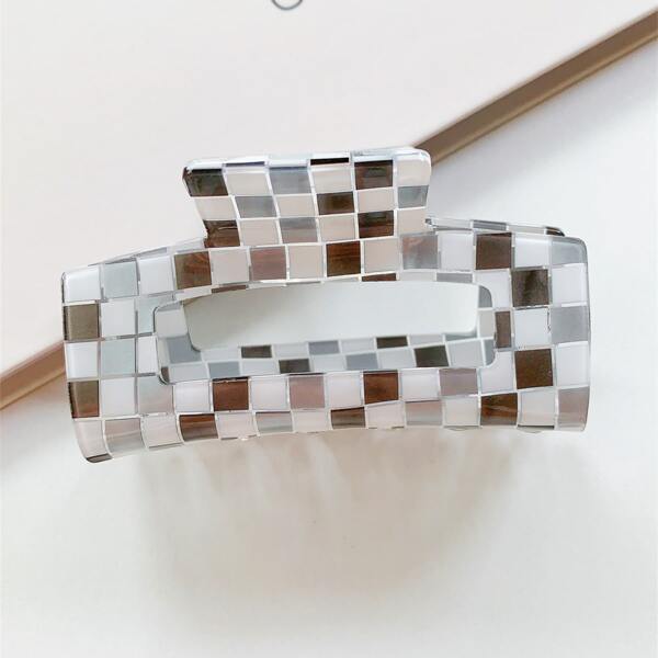

Plaid Hair Claw, Grey