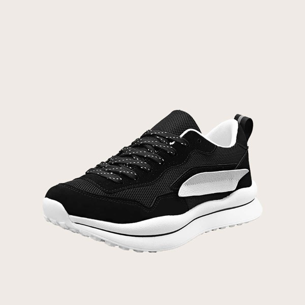 

Men Two Tone Lace-up Front Sneakers, Black and white