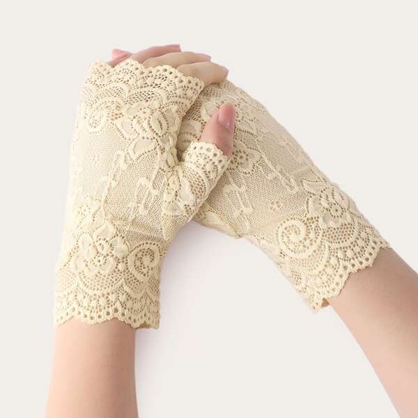 

Lace Fingerless Gloves, Yellow