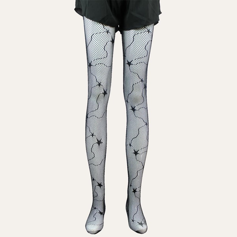 

Star Pattern Fishnet Tights, Black