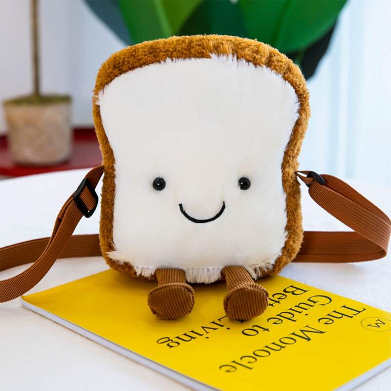 

Cartoon Bread Crossbody Bag, White