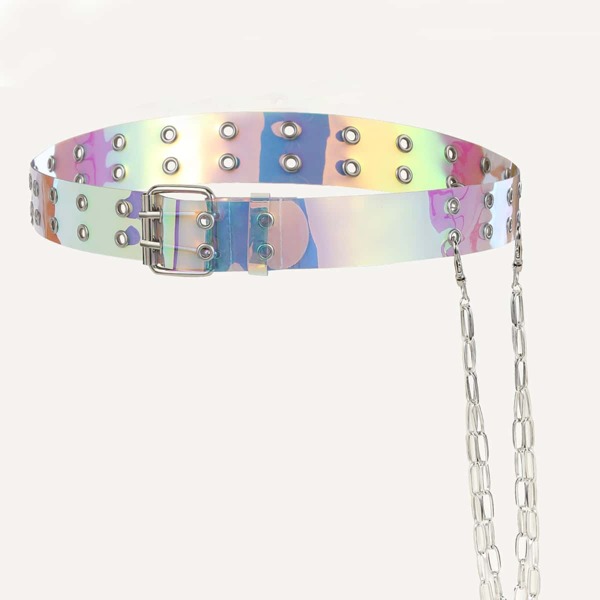 

Chain Decor Holographic Belt, Multicolor